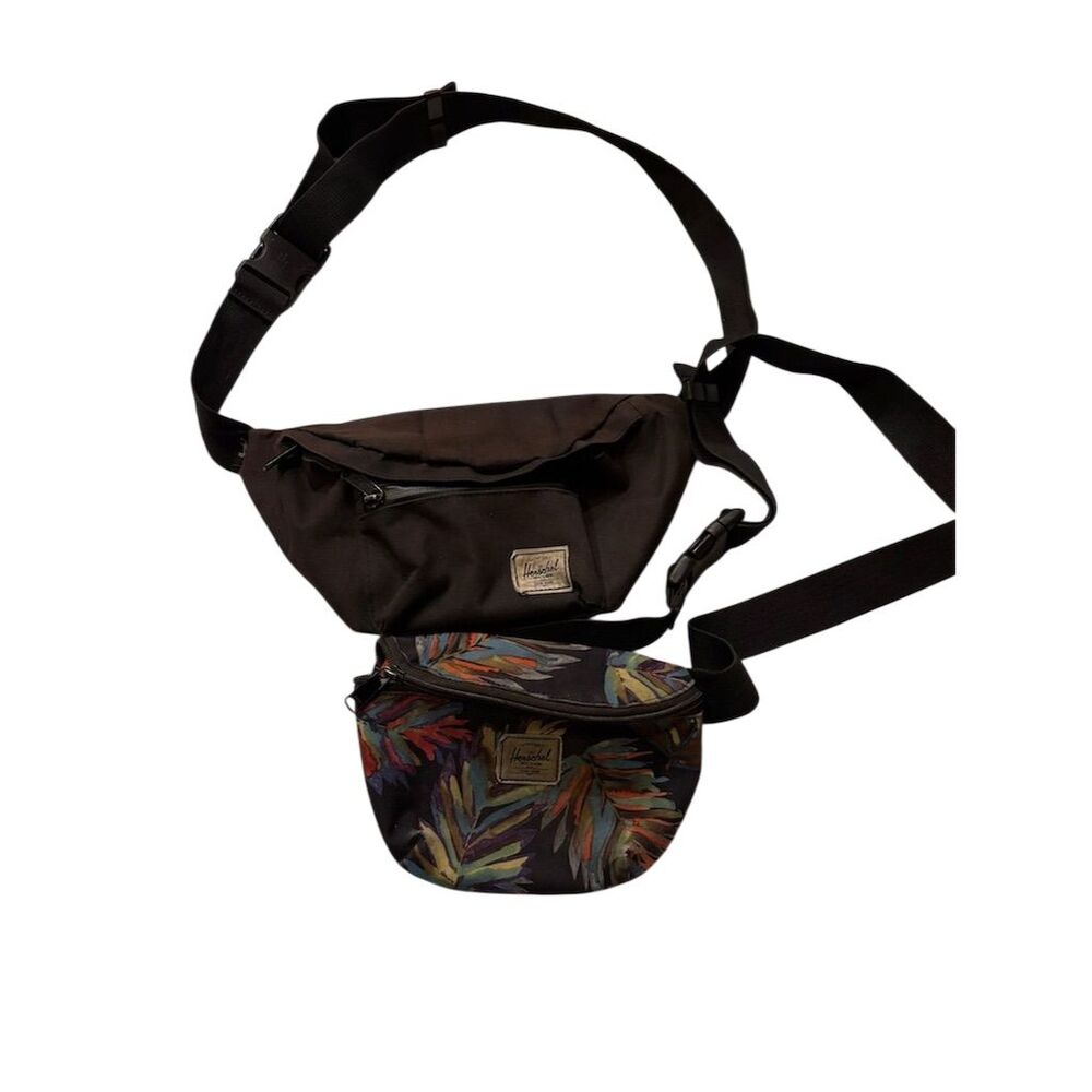 Herschel Unisex Fanny/Crossbody Bags Black & Tropical Print Set of 2 - Picture 2 of 7